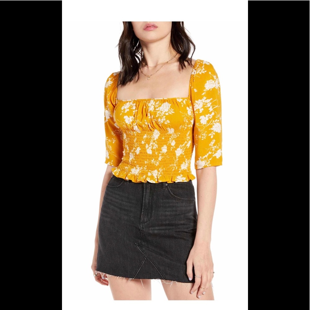 Bp yellow treasures 3/4 smocked top